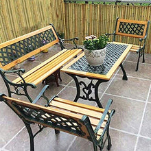 Gruppo di sedie da Tavolo per Il Tempo Libero da Giardino con Panca da terrazza, con Barre di Schienale, posti a Sedere in Metallo per Esterni, Sedia da Portico in Legno massello anticorrosivo