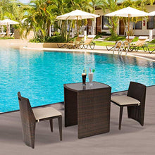 Set Tavolino e 2 Sedie da Giardino in Rattan Marrone