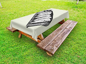 ABAKUHAUS Grigio Antracite Tovaglia da Esterno, Gnocchi Giapponesi, Tovaglia da Picnic Lavabile Decorativa, 145 cm x 210 cm, Pastello Verde Bianco