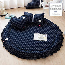 LoveHouse Tatami tappetini, Pieghevole Morbido Pelo Spesso Cotone coprimaterasso Letto Rotondo, tappeti Baby Play Mat Round Carpet Tenda Letto, Blue Black, Carpet