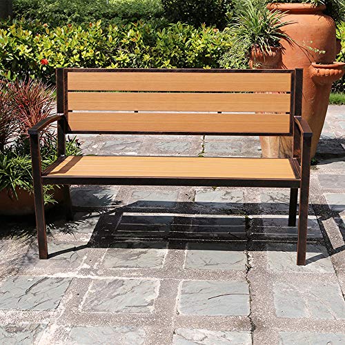 Panchina per Il Tempo Libero da Esterno, Panca Decorativa per Giardino Patio di casa, Balconi Patio in Legno massello Impermeabili e anticorrosivi, con braccioli e Schienale