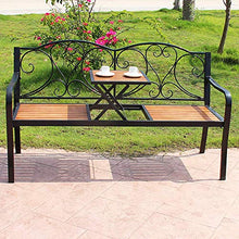 GaoF panchine in Legno massello in Ferro battuto per Esterni per Uso Domestico, panchine Doppie per Il Tempo Libero con Struttura in ghisa, panchine da Giardino con tavoli sollevabili