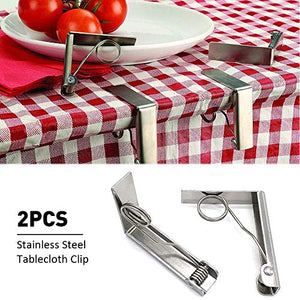 Luminiu - Fermatovaglia in Acciaio Inox, 2 Clip per tovaglia, ad Alta Resistenza, Elastica, con Grande Diametro di 6 cm di Spessore, Clip per tovaglia, Picnic, Feste, Campeggio, Matrimonio