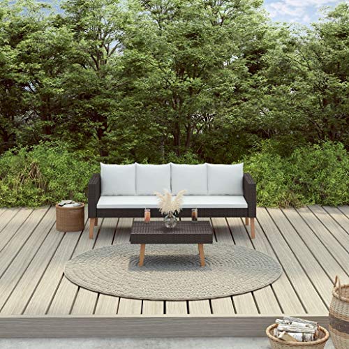 FAMIROSA Set Divani da Giardino 2 pz con Cuscini in Polyrattan Nero-9336