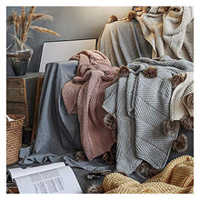 Coperte Ciniglia Lavorate A Maglia Pompon Carini Autunno Inverno Coperta Ponderata Calda Accogliente Divano Letto Casual Tranquillità (Color : Beige, Size : 130x160cm)
