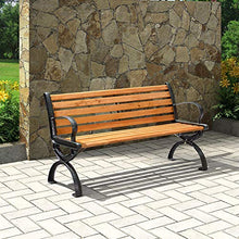 Panca Da Giardino Per Esterni In Alluminio Pressofuso,panchina Per Il Tempo Libero In Legno Massello Con Schienale E Braccioli,panca Per Balcone Con Struttura In Legno Massello Struttura In Metallo
