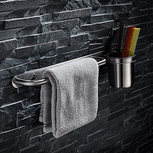 Portasciugamani portasciugamani da bagno in acciaio inox 304 spazzolato portasciugamani ad asta singola portabicchiere 44 8 cm portasciugamani