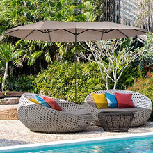Outsunny Ombrellone da Giardino 460x270x240cm Doppio con Apertura a Manovella, Acciaio e Poliestere Color caffè