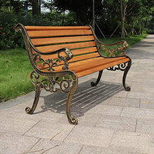 Panchina per terrazza del parco Panchina per il tempo libero all'aperto, Panchina da giardino resistente alle intemperie con struttura in ghisa e legno massello anticorrosivo, Panca da cortile a 2-3