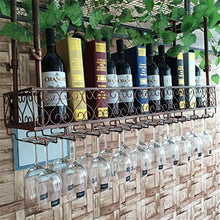 DJSMjbj Cremagliere del Vino Regolabile Altezza Montato A Soffitto Appeso Portabottiglie di Vino Metallo Ferro Wine Rack Rack Calici Calici Rack Ripiani Decke (Color : Brown, Size : L30*W25cm)
