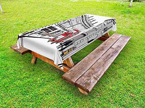 ABAKUHAUS Città Tovaglia da Esterno, Vista Urbana di Londra Piccadilly, Tovaglia da Picnic Lavabile Decorativa, 145 cm x 210 cm, Multicolore