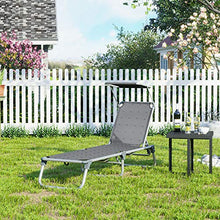 SONGMICS Lettino Prendisole, Sdraio Pieghevole, con Parasole e Schienale Reclinabile, Leggero, 55 x 193 x 31 cm, Max Portata 150 kg, per Giardino Terrazzo Balcone, Motivo Uccelli, Grigio Scuro GCB19BG