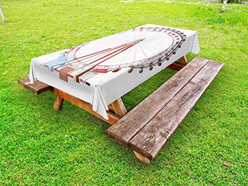 ABAKUHAUS Ruota panoramica Tovaglia da Esterno, Doppio Tondo Giro di Divertimento, Tovaglia da Picnic Lavabile Decorativa, 145 cm x 210 cm, Multicolore