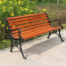 Panchina da patio Panchine portico giardino terrazza, Panchina in ghisa metallica da cortile Seduta anticorrosiva in legno massello, Con braccioli e schienale, Mobili da giardino per prato del corti