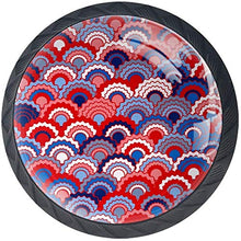 Modello rosso blu bianco della squama del pesce bianco Pomelli per Porta Set di 4 Pomelli per Mobili Manopole per Cassetti Cucina Armadio Vetro