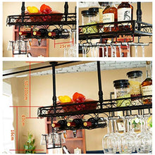 Wine Rack, cremagliera del vino supporto di vetro di vino di cristallo del pendente creativo Altezza regolabile a soffitto Hanging Rack Wine Bottle Holder Metallo Ferro Vetro di vino a Bar Kitchen Clu