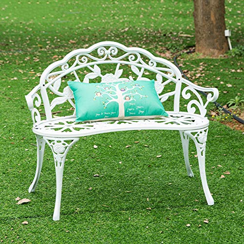 Panchina del parco Sedia per divano da esterno, Chaise longue da cortile Panca in metallo Con schienale e braccioli, Mobili da giardino Posto per 2 persone Comode sedie da giardino