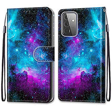 Nadoli Custodia Pelle per Samsung Galaxy A72 5G,Colorato Dipinto Viola Stellato Cielo Cinturino da Polso Porta Carte Magnetico Portafoglio Protettiva Cover