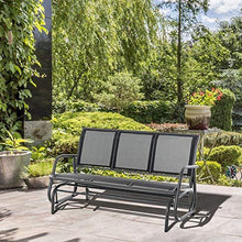 Outsunny Panchina a Dondolo da Giardino a 3 Posti in Metallo e Tessuto a Rete Traspirante, 151x75x85cm, Nero - Arredi Casa