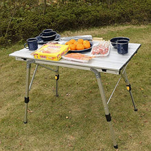 Yangyuan, tavolo pieghevole in alluminio, altezza regolabile, da campeggio, all'aperto, leggero, per campeggio, picnic, spiaggia, cortili, barbecue, feste (dimensioni: M)