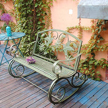 Sedia A Dondolo Doppia da Giardino Per Esterno,Retro Panchina del Balcone del Sedile Per Il Tempo Libero Della Decorazione del Cortile,Panca Terrace In Metallo Con Schienale E Braccioli
