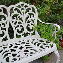 Panchina da giardino per esterni Panchine da terrazza per il tempo libero, Panchina in metallo pressofuso di alluminio antiruggine e anticorrosione, Panchina comoda da cortile a 2 posti, Panchina