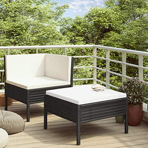 FAMIROSA Set Divani da Giardino 2 pz con Cuscini in Polyrattan Nero-0206