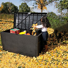 Cassapanca Da Esterno Baule Rattan Cassa Panca Portattrezzi Giardino Copri Bidoni Immondizia Portabidoni Spazzatura Madie Panchina Scatola Di Immagazzinaggio All'Aperto Ideale,Brown-460LWoodGrain