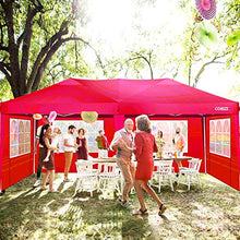 COBIZI Gazebo da Giardino 3 x 6 m Gazebo Pieghevole Impermeabile, con 6 Pareti Laterali e Gambe Regolabili e Finestra per Giardino, per Giardino, Picnic, Spiagge, Feste, Attività all'Aperto(Rosso)