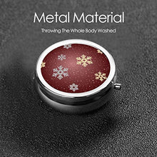 Contenitore rotondo per pillole in metallo, con fiocchi di neve, color oro, argento, con 3 scomparti, per medicina e vitamine, per viaggi all'aperto
