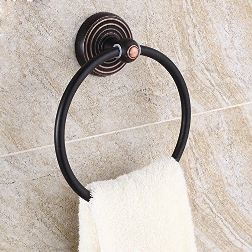 MBYW Portasciugamani Moderno Minimalista Portasciugamani Elegante per Il Bagno di Moda Anello Asciugamano Bronzo Nero, Anello appendi Asciugamano per Bagno, Antico Anello portasciugamani con Ciondolo