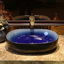 Pool Lavabo da palcoscenico Ovale Europeo di Grande capacità sopra Il lavabo Lavabo in Ceramica da casa Bacino di Arte Americana (60x42x15cm) Lavandini Bagno