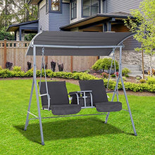 Outsunny Dondolo da Giardino 2 Posti Separati con Tavolino Centrale e Tetto Regolabile, in Metallo 175x112x165cm Grigio