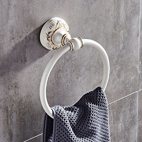 MBYW Portasciugamani Moderno Minimalista Portasciugamani Elegante per Il Bagno di Moda Portasciugamani in Alluminio Color Avorio, Porta Asciugamano Tondo da Bagno, portasciugamani in Metallo scolpito