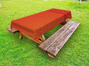 ABAKUHAUS Folcloristico Tovaglia da Esterno, Uccelli e Fiori, Tovaglia da Picnic Lavabile Decorativa, 145 cm x 210 cm, Terra di Siena bruciata Vermilion