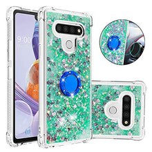 Custodia LG Stylo 6 Squillo della Base del Telefono TPU Brillantini Diamond Liquido Telefono Bumper Case（Amore Verde）