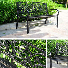 Panca da Terrazza da Giardino Panca In Metallo da Esterno，Panchine Portico da Parco Con Struttura In Acciaio In Ghisa,Con Schienale Balcone Per Il Tempo Libero Doppio Sedile，Per Veranda / Prato