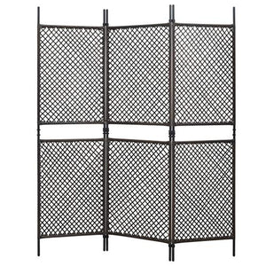 E E-NICES Paravento a 3 Pannelli in Polyrattan Marrone 180x200 cm