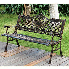 Panca da giardino per il tempo libero all'aperto, Sedia da giardino in alluminio pressofuso per 3 persone, Panche in metallo resistenti alle intemperie e alle intemperie per terrazze, 130x60x 80cm