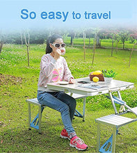Tavolo da picnic all'aperto Tavolo da campeggio pieghevole all'aperto con 4 sgabelli monopezzo, tavolo da picnic pieghevole portatile, perfetto per la spiaggia, campeggio, picnic, cookouts Bbq Party T