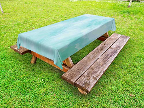 ABAKUHAUS Arte Astratta Tovaglia da Esterno, Morbido Sogno di Fumo, Tovaglia da Picnic Lavabile Decorativa, 145 cm x 265 cm, Pale Blue e Seafoam