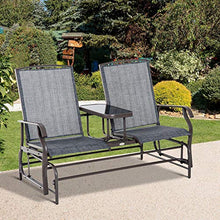 giordano shop Dondolo 2 Posti da Giardino 81x148x100 cm con Tavolino in Ferro e Textilene Marrone