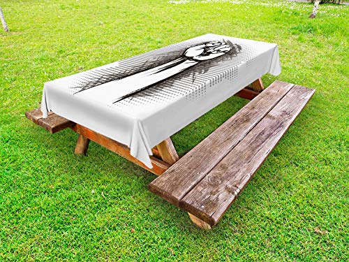 ABAKUHAUS Carbone Tovaglia da Esterno, Chalk Style Raised Fist, Tovaglia da Picnic Lavabile Decorativa, 145 cm x 265 cm, Carbonella Grey Dimgray