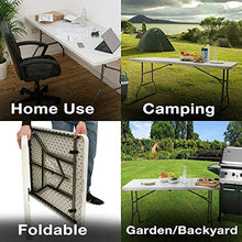 Tavolo da campeggio Camping Picnic Table 4ft Pieghevole Forte e Stabile Giardino da giardino Tavolo portatile con palmare, idea per esterno BBQ Party Market Dinner Party, Bianco, Gambe in metallo, 121