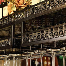 FCXBQ Portabottiglie da Appendere in Stile Rustico Portabicchieri da Vino a soffitto Regolabile in Altezza per Bar, ristoranti