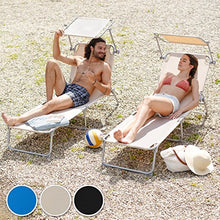 TecTake Sedia Sdraio da Esterno con Tetto Pieghevole in Alluminio - Disponibile in Diversi Colori - (Blu | No. 401429)