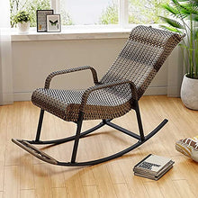 Sedia a Dondolo in Rattan in Vimini all'aperto, Patio Glider Rocker w/Poggiatesta Cuscino, Telaio in Acciaio, Portico Balcone Salotto per Il Tempo Libero Sedia Indoor Lazy Sedia