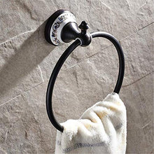 Julymoda - Portasciugamani da parete in stile retrò, in ottone, ad anello, gancio per asciugamani da bagno, in rame anticato, stile vintage