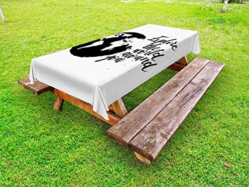 ABAKUHAUS Detto Tovaglia da Esterno, Viaggi Inspiraiton World Art, Tovaglia da Picnic Lavabile Decorativa, 145 cm x 210 cm, Grigio Antracite