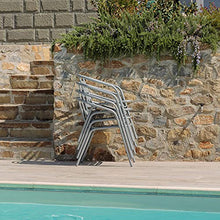 Sedie da Giardino, Sedie da Esterno per Giardino, Terrazza, Balcone, Veranda, Piscina, in Alluminio, Sedie Impilabili, Colore Grigio, 2 Pezzi 56x55x75 cm
